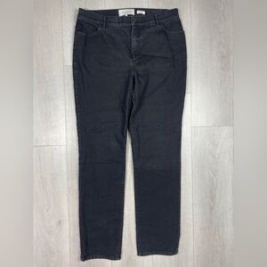 Lafayette 148 New York Thompson Charcoal Black Straight Leg Pants Size 12